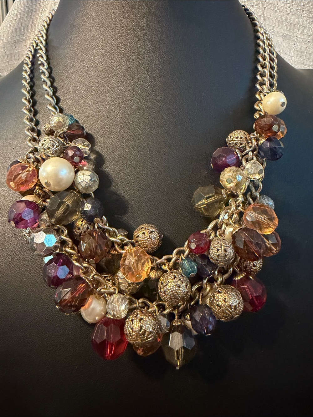 Multicolor Bead & Filigree Statement Necklace - Women Jewelry